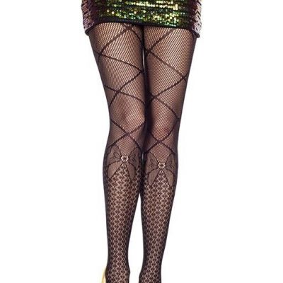 Music Legs Black Faux Leg Wrap Bow Print Spandex Pantyhose Tights